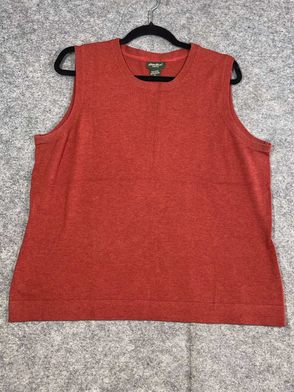 Vintage Eddie Bauer Sleeveless Knit Top Red XL Cotton Minimalist Eclectic Chic